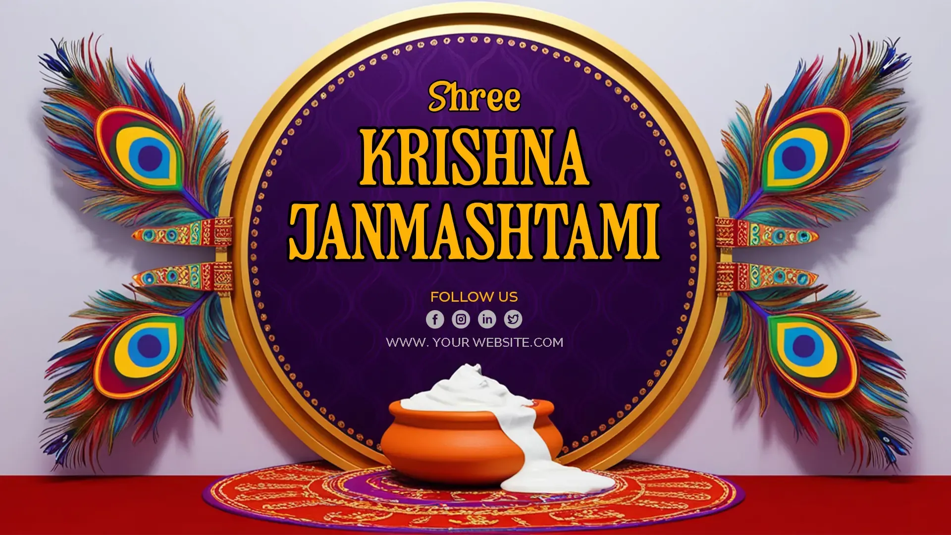 Elegant Florals and Festive Vibes Krishna Janmashtami Banner PSD image